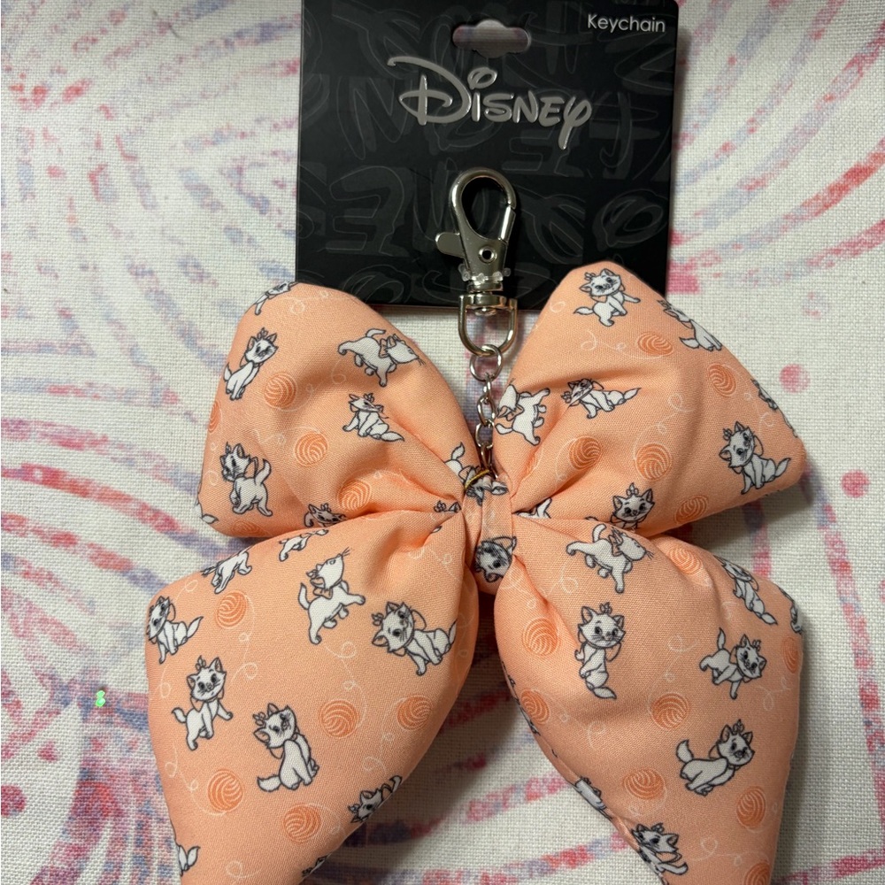 Disney Marie the Cat Print puffy Bow Keychain